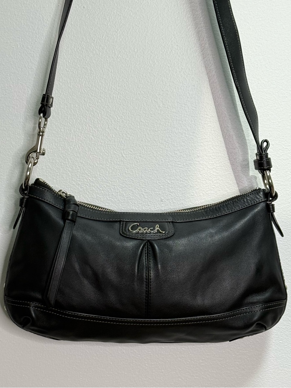 Coach Park Leather Duffle F19729 Black Shoulder Crossbody Bag